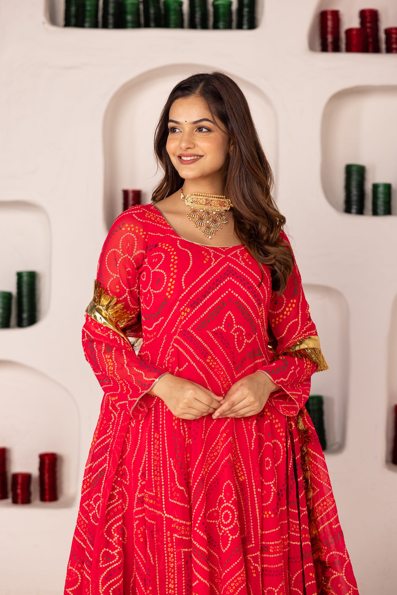 GULAABI BANDHEJ SET
