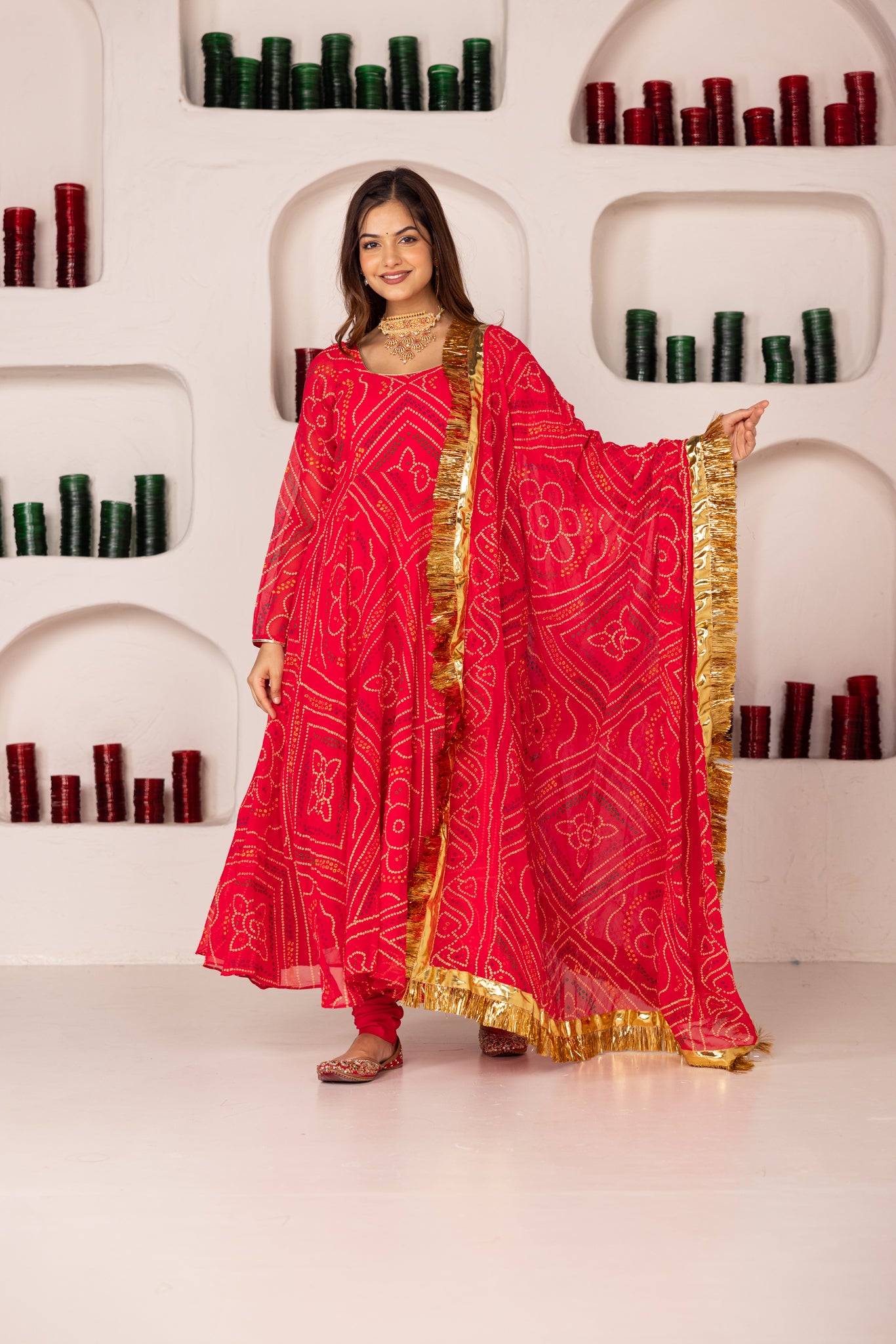 GULAABI BANDHEJ SET