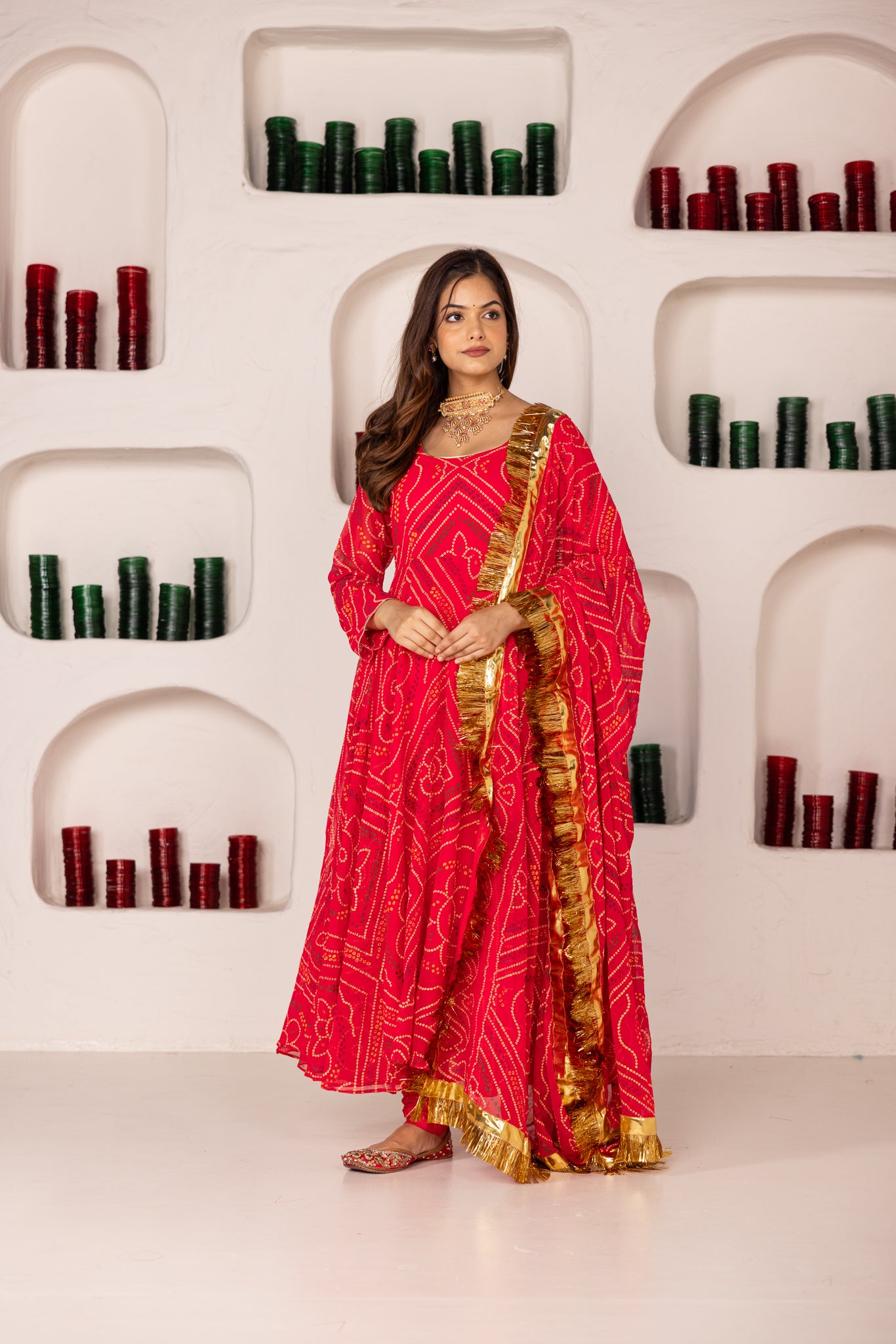 GULAABI BANDHEJ SET